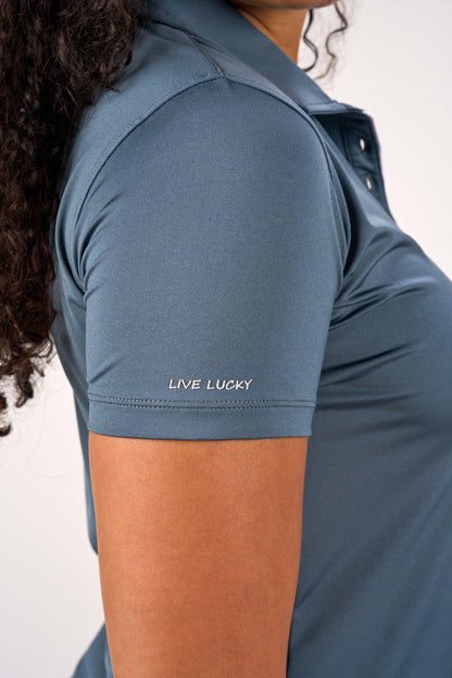 Black Clover Fitted Women's Dark Grey Polo for Golf or Business