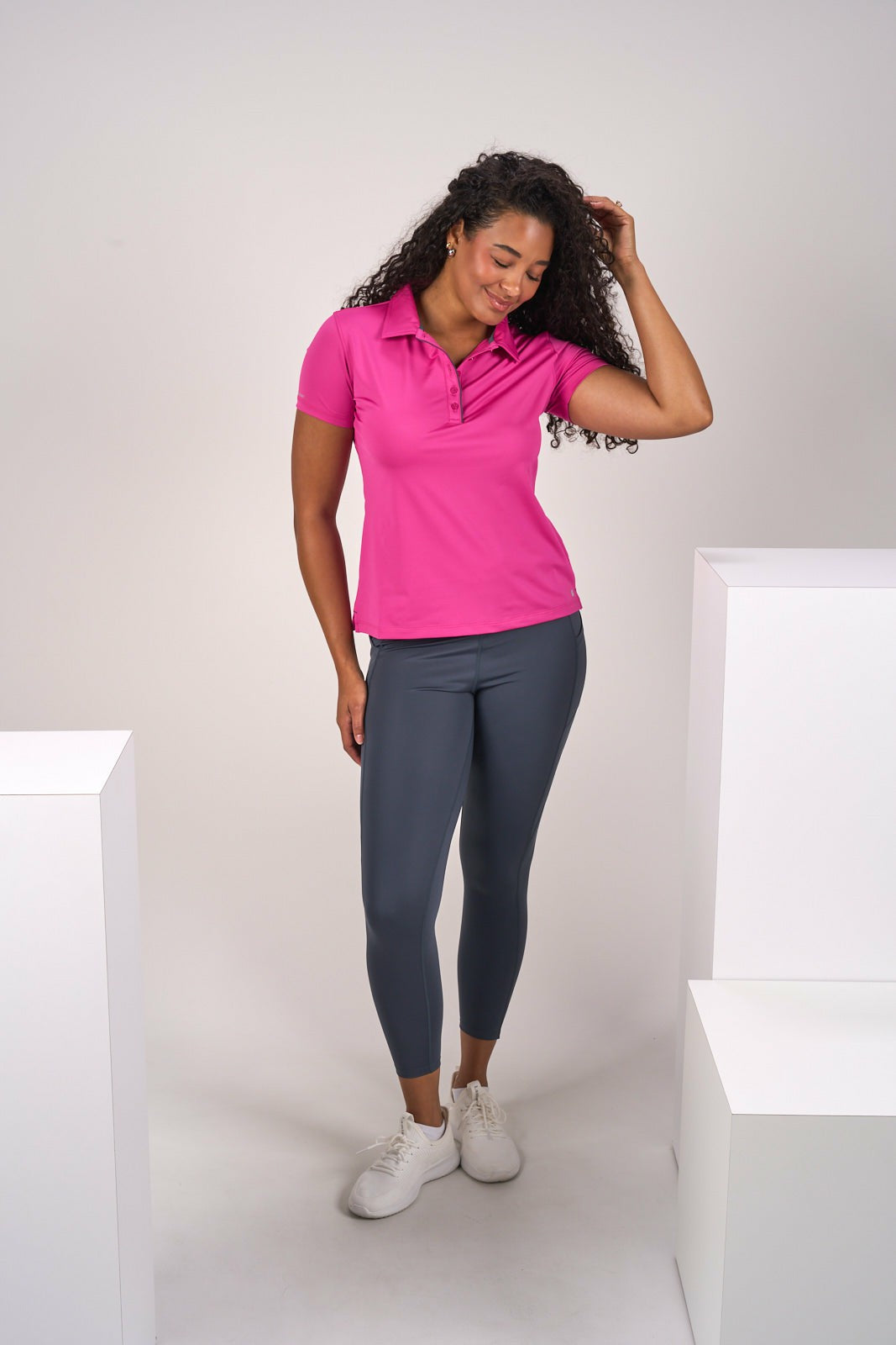 Black Clover Fitted Women's Pink Polo for Golf or Business
