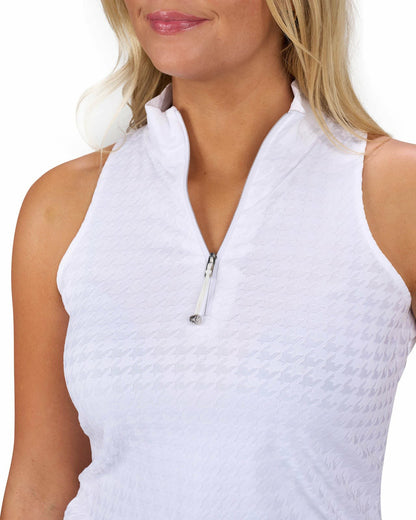 Black Clover Women's Herringbone Jacquard White Tennis Tank