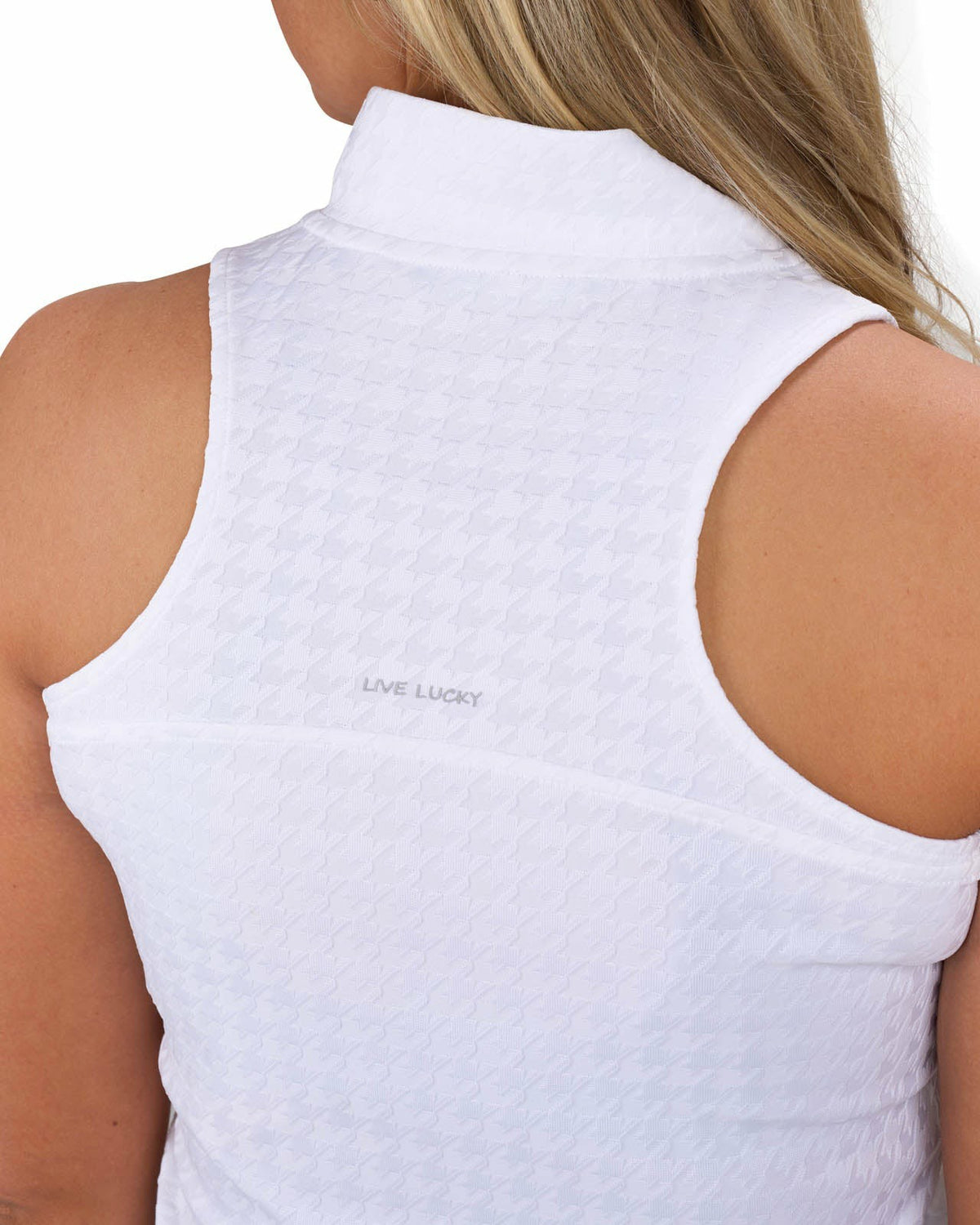 Black Clover Women's Herringbone Jacquard White Tennis Tank