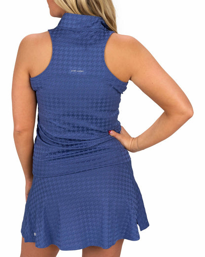 Black Clover Women's Herringbone Jacquard Navy Blue Tennis Tank