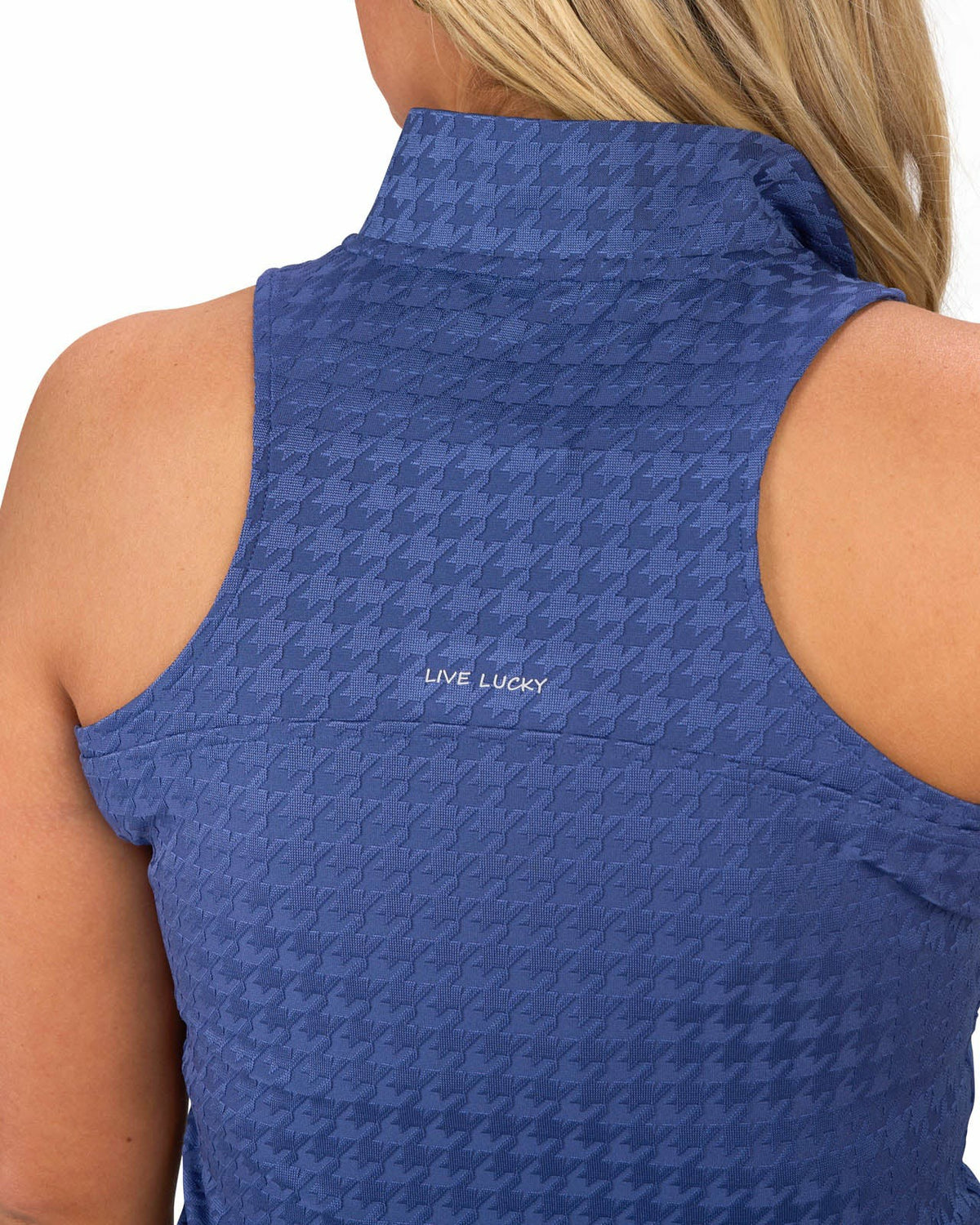 Black Clover Women's Herringbone Jacquard Navy Blue Tennis Tank