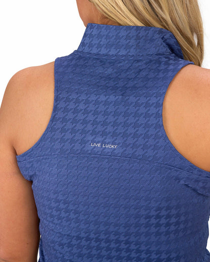 Black Clover Women's Herringbone Jacquard Navy Blue Tennis Tank