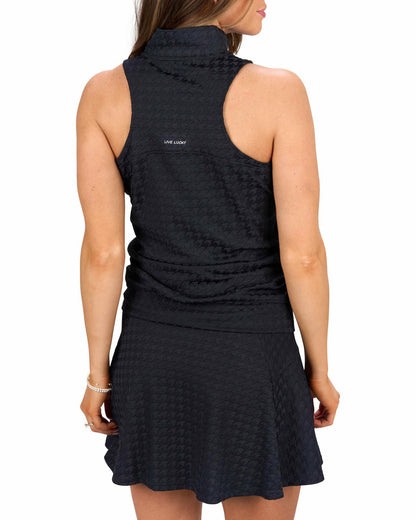 Black Clover Women's Herringbone Jacquard Black Tennis Tank