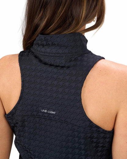 Black Clover Women's Herringbone Jacquard Black Tennis Tank