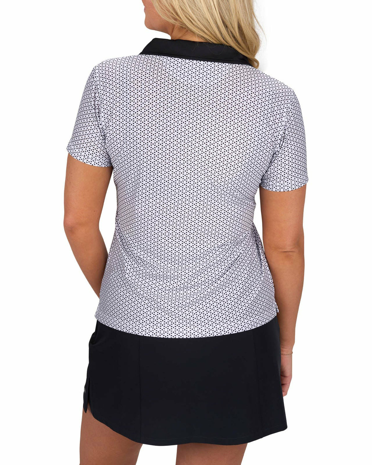 Black Clover Women's White and Black Patterened Active Polo