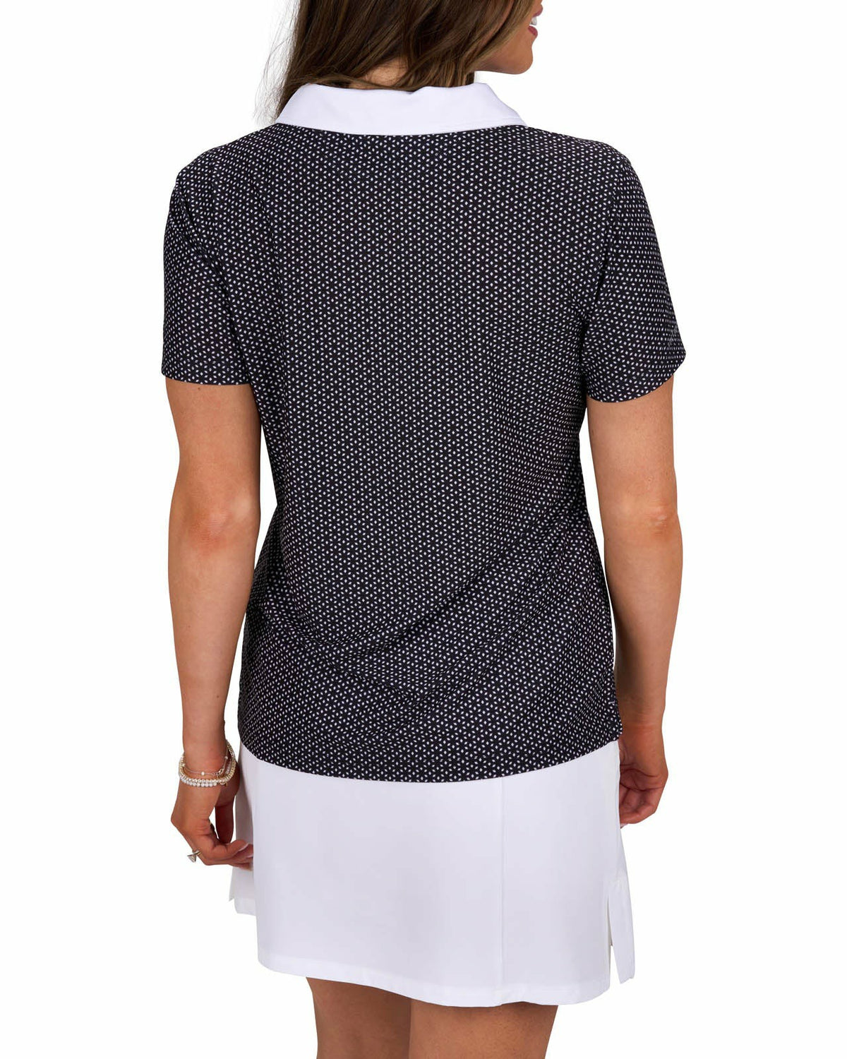 Black Clover Women's Black and White Patterned Active Polo