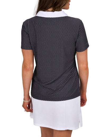 Black Clover Women's Black and White Patterned Active Polo