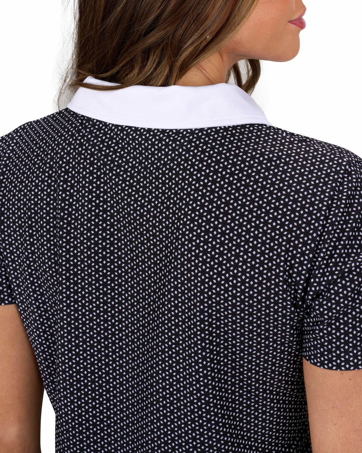 Black Clover Women's Black and White Patterned Active Polo