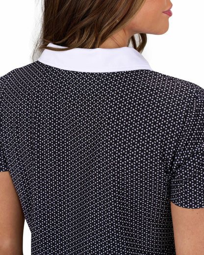 Black Clover Women's Black and White Patterned Active Polo
