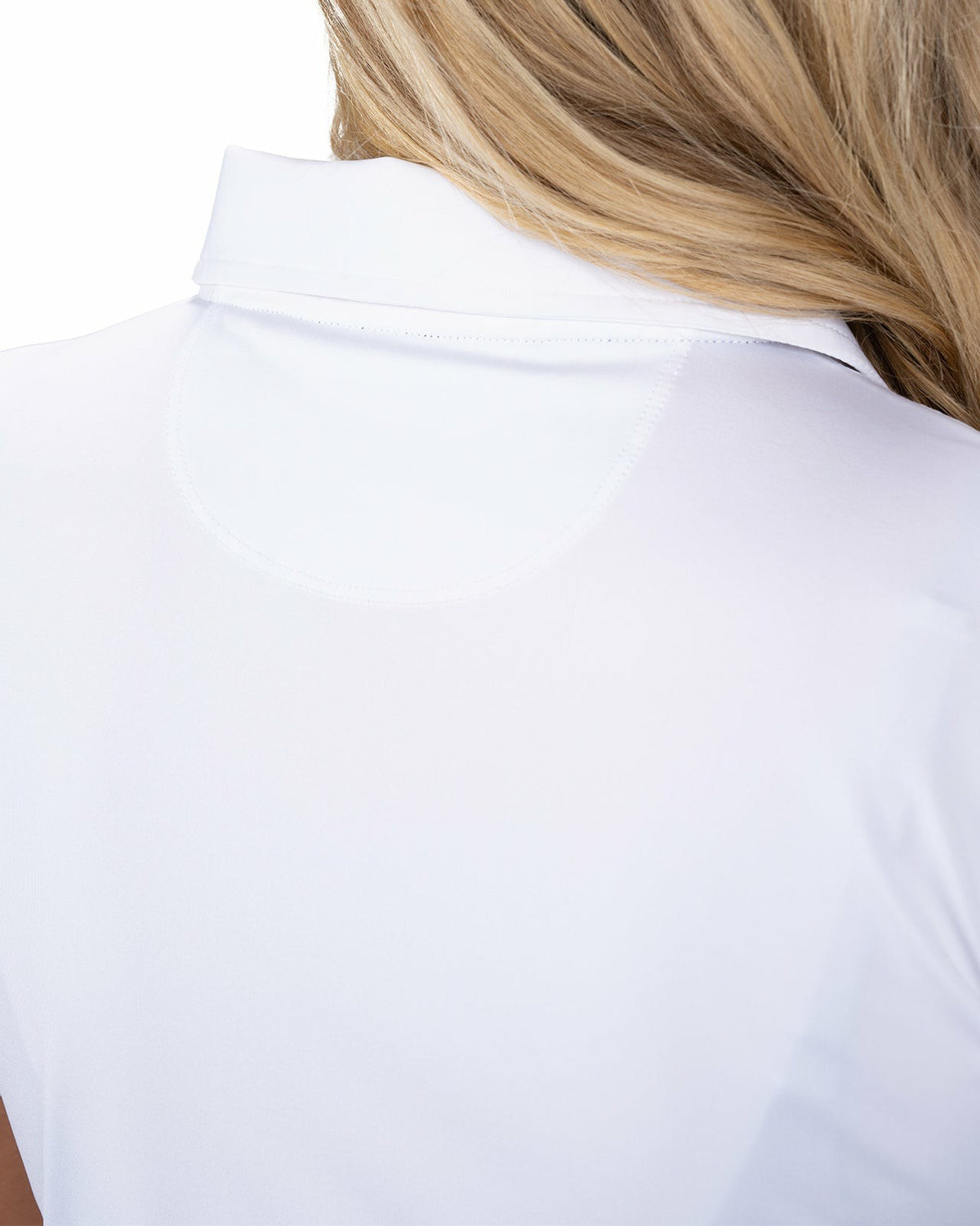 Black Clover Slightly Fitted Women's Five-Button White Polo with Accent Piping on Placket