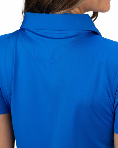 Black Clover Slightly Fitted Women's Five-Button Royal Blue Polo with Accent Piping on Placket