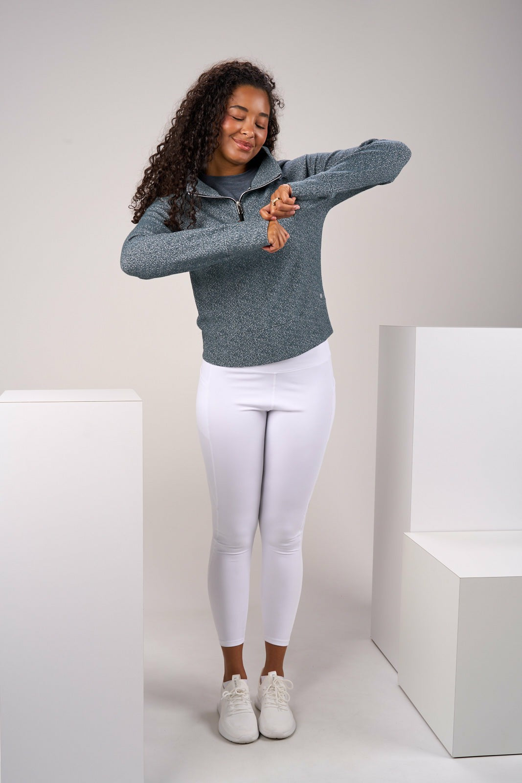 Black Clover Women's Dark Grey Textured Quarter-Zip Pullover