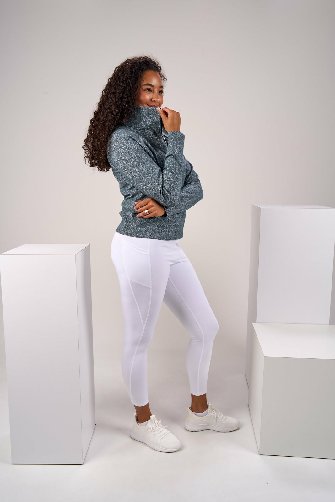 Black Clover Women's Dark Grey Textured Quarter-Zip Pullover