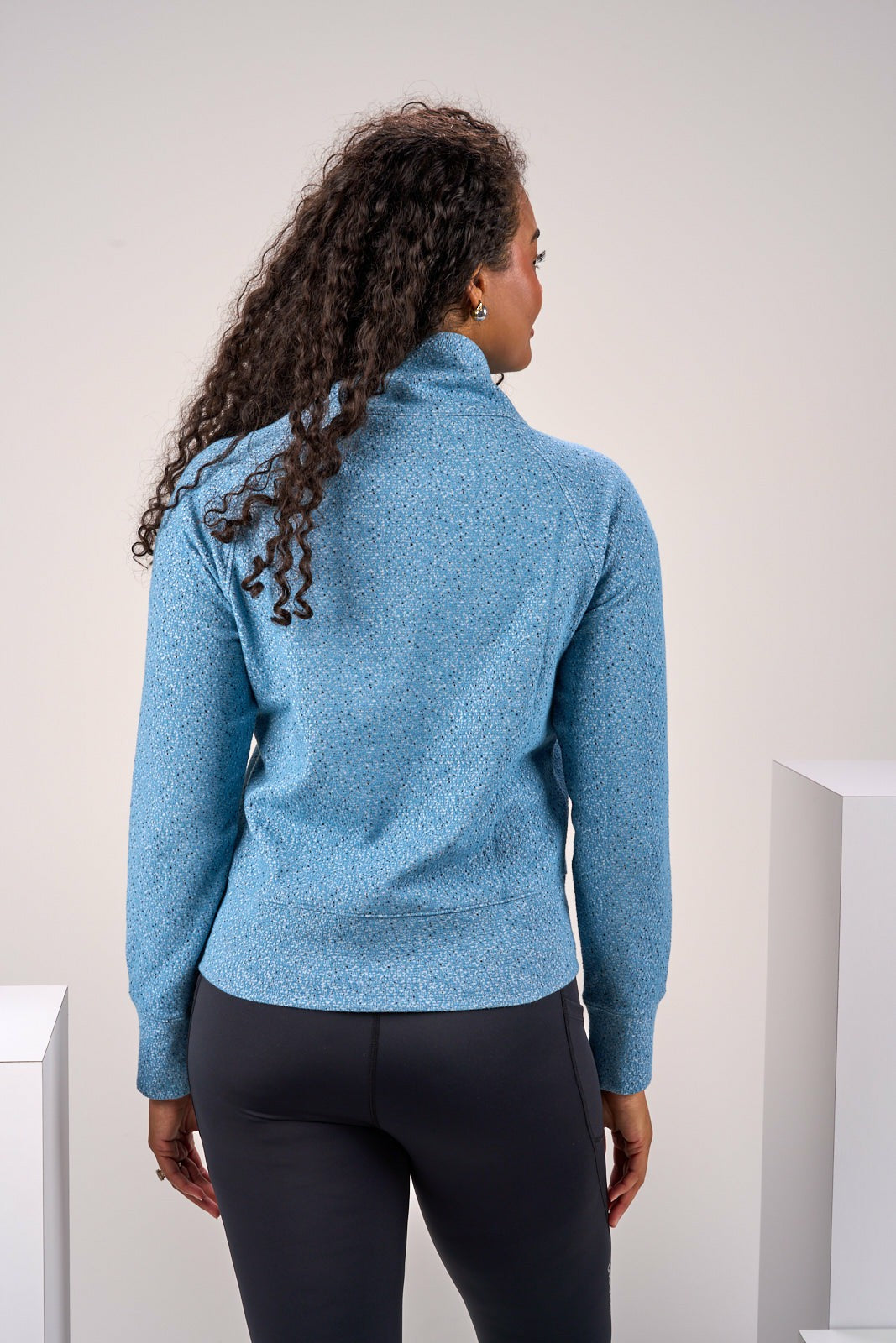 Black Clover Women's Blue Textured Quarter-Zip Pullover