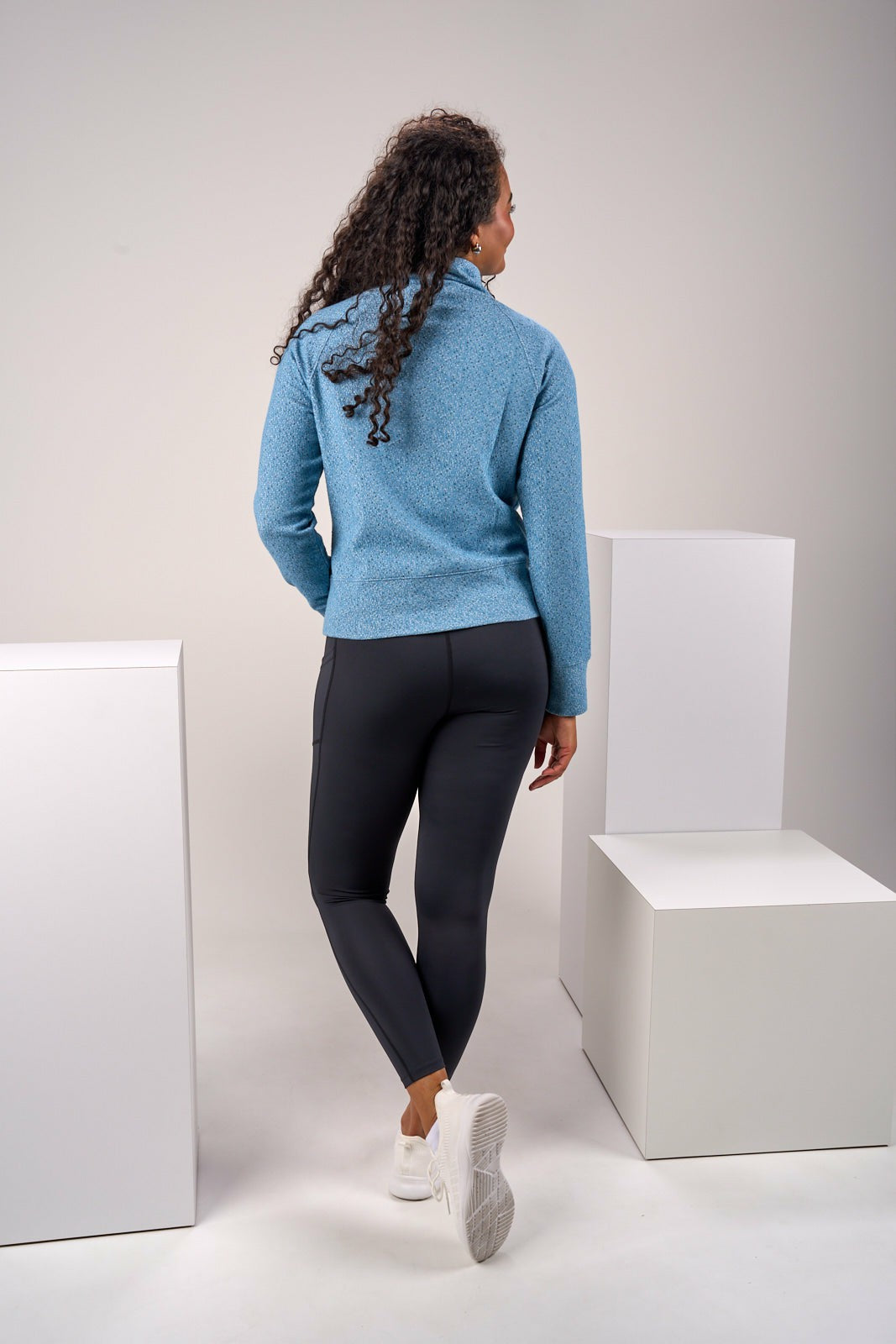 Black Clover Women's Blue Textured Quarter-Zip Pullover