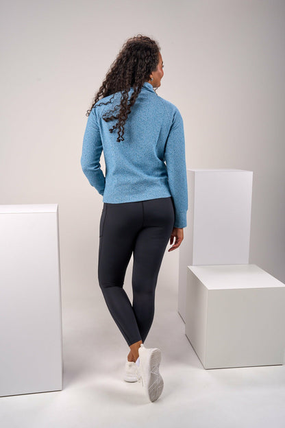 Black Clover Women's Blue Textured Quarter-Zip Pullover
