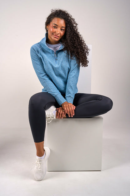 Black Clover Women's Blue Textured Quarter-Zip Pullover