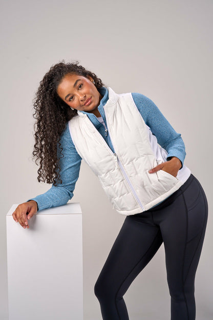 Black Clover Women's Warm and Comfortable White Puffer Vest