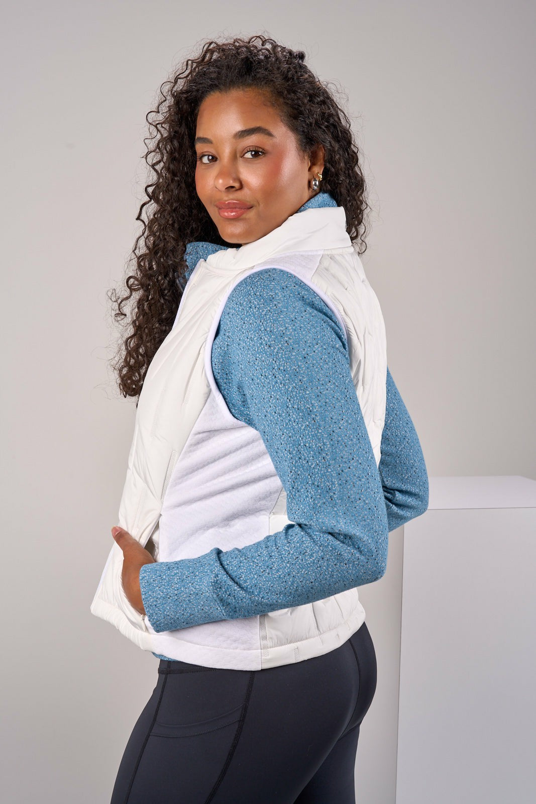 Black Clover Women's Warm and Comfortable White Puffer Vest
