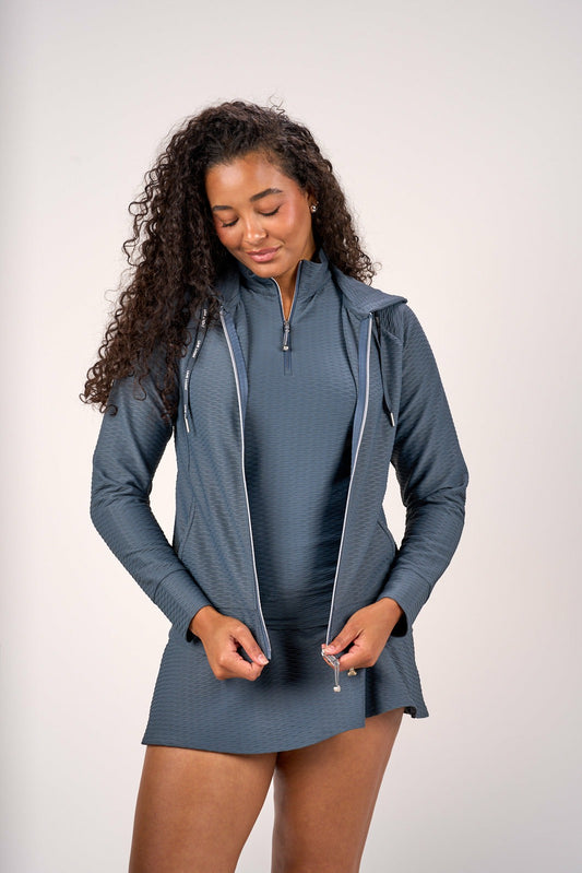 Black Clover Women's Textured White Athletic Jacket for Golf or Tennis