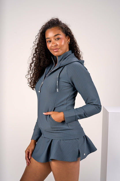 Black Clover Women's Textured White Athletic Jacket for Golf or Tennis