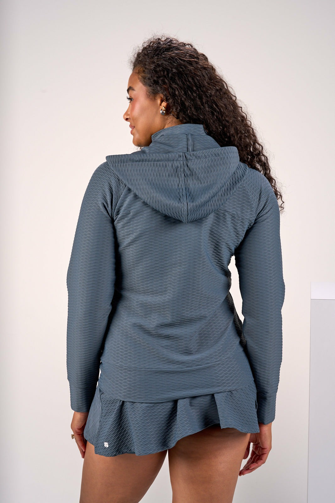 Black Clover Women's Textured White Athletic Jacket for Golf or Tennis