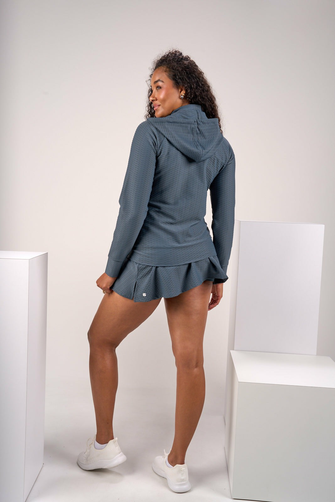 Black Clover Women's Textured White Athletic Jacket for Golf or Tennis
