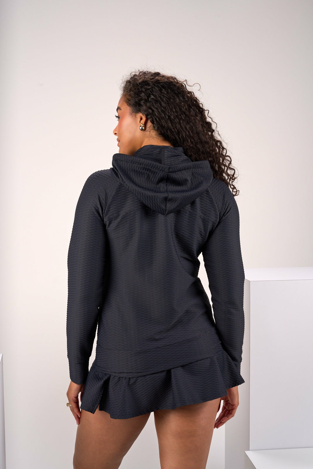 Black Clover Women's Textured White Athletic Jacket for Golf or Tennis