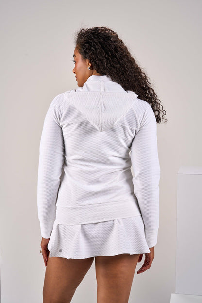 Black Clover Women's Textured White Athletic Jacket for Golf or Tennis