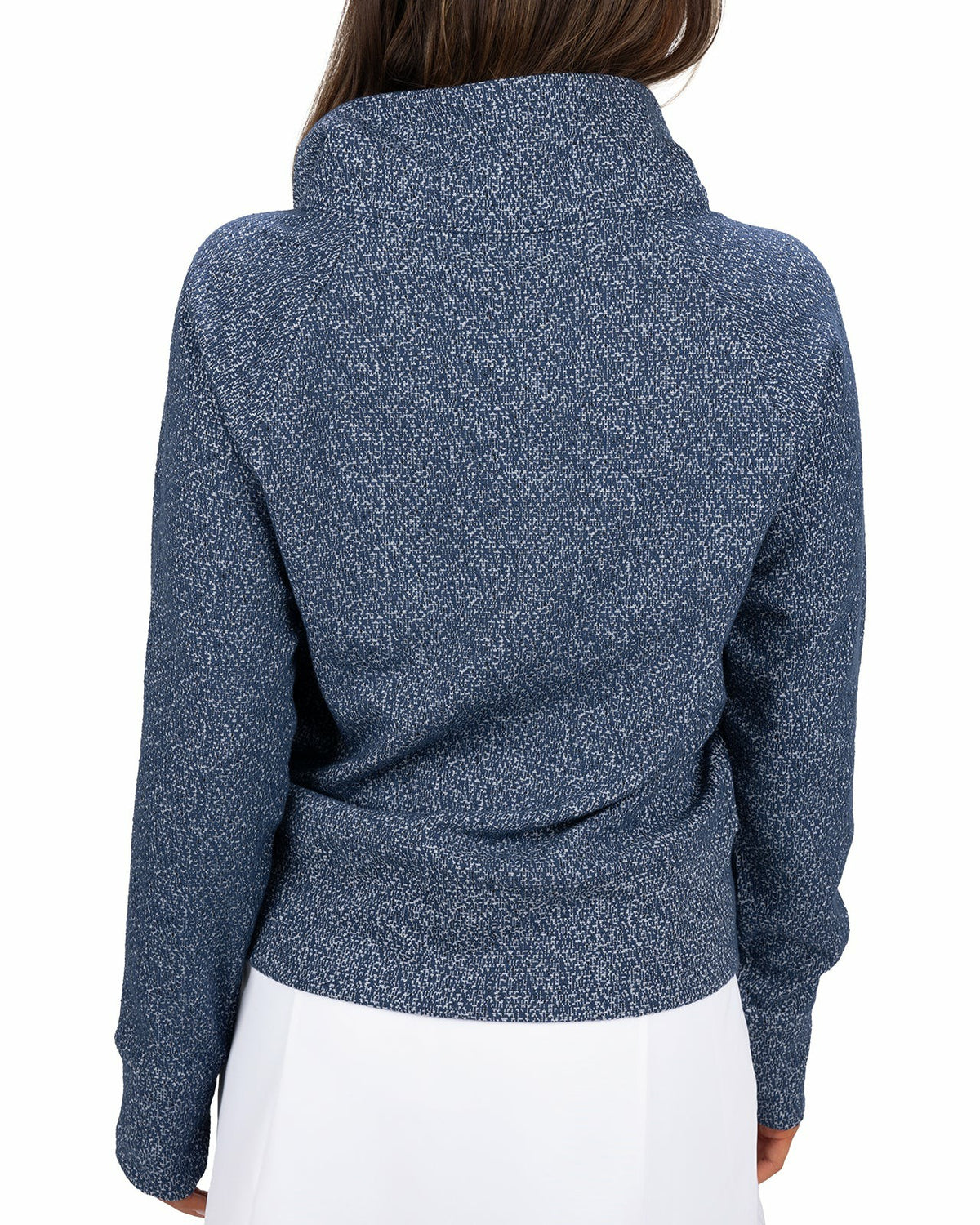Black Clover Women's Navy and White Textured Quarter-Zip Pullover