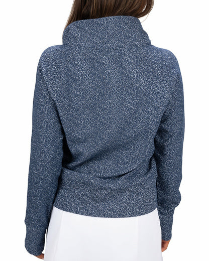 Black Clover Women's Navy and White Textured Quarter-Zip Pullover