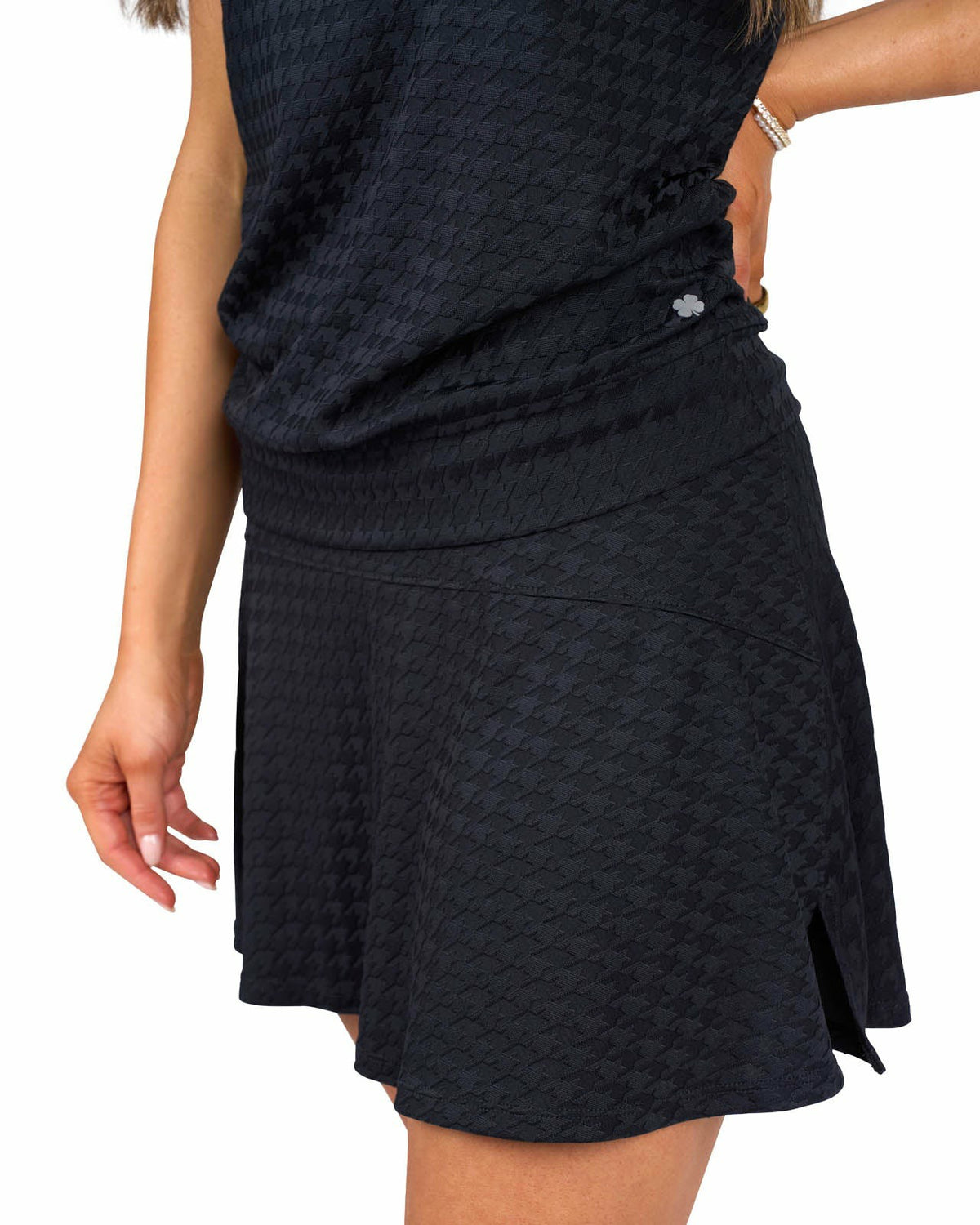 Black Clover Women's Herringbone Jacquard Black Tennis Skirt