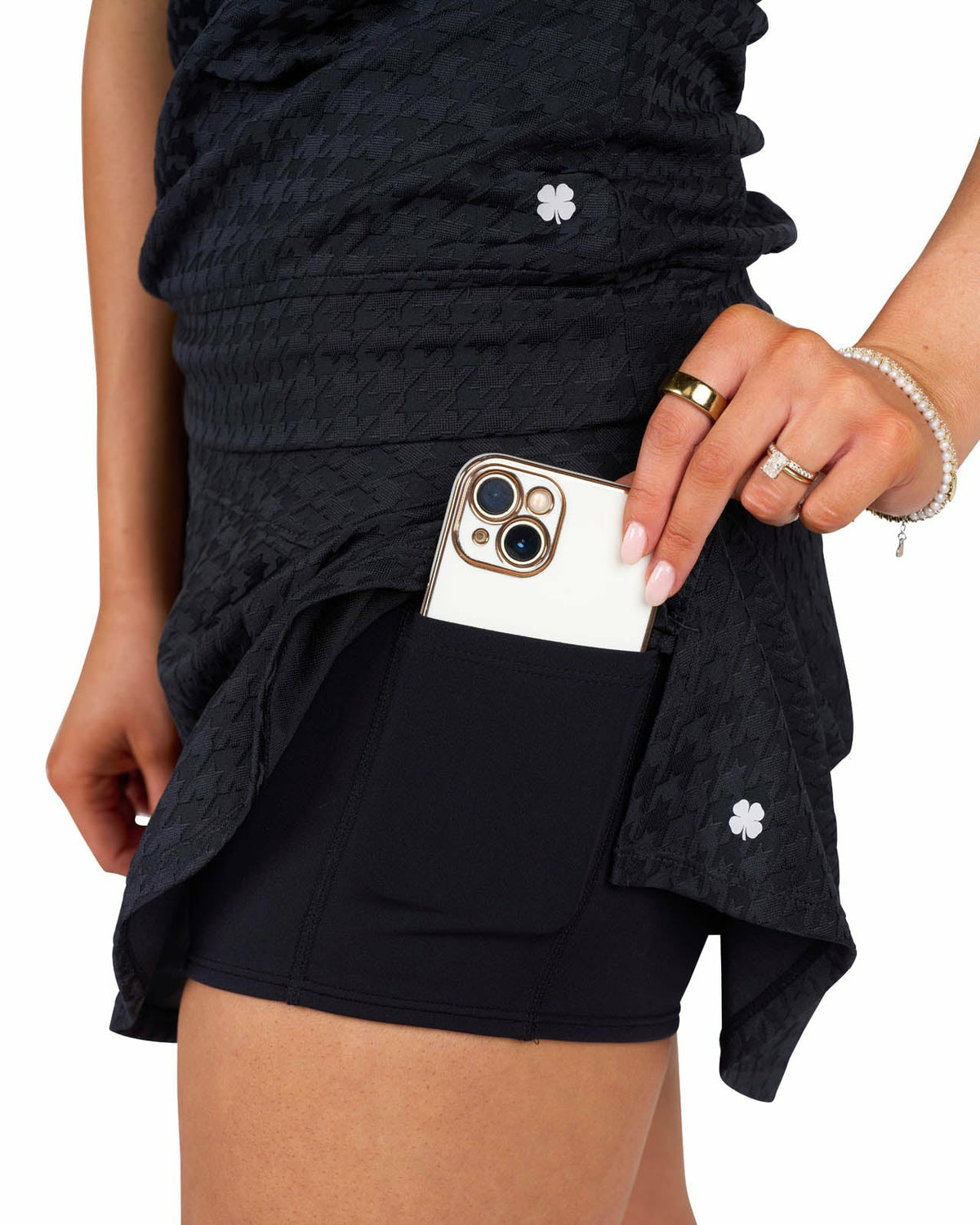 Black Clover Women's Herringbone Jacquard Black Tennis Skirt