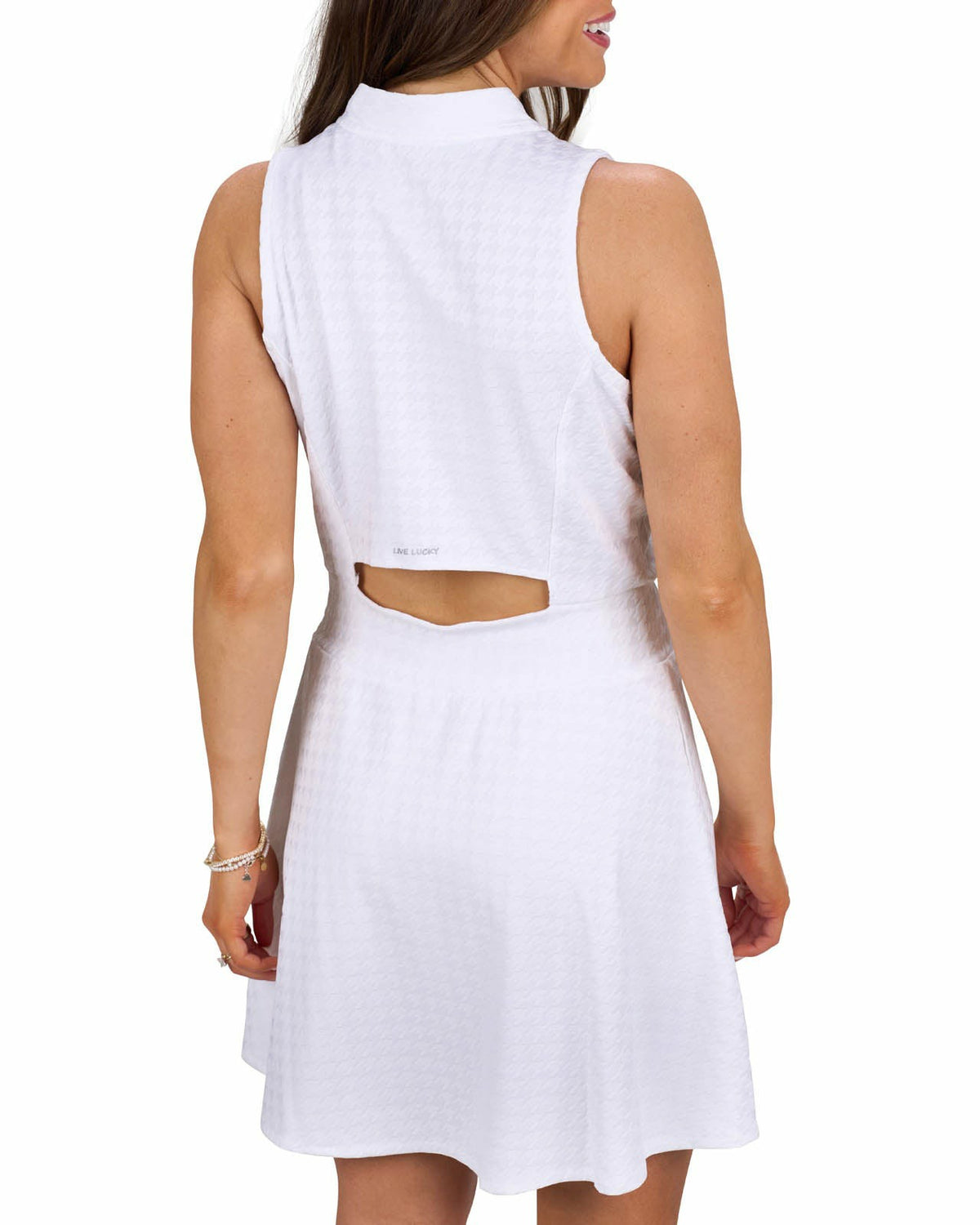 Black Clover Women's Herringbone Jacquard White Tennis Dress