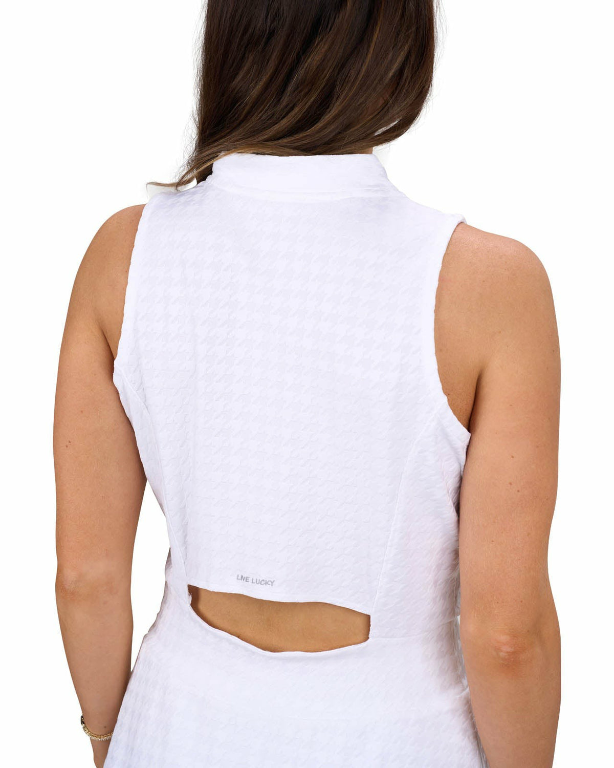 Black Clover Women's Herringbone Jacquard White Tennis Dress