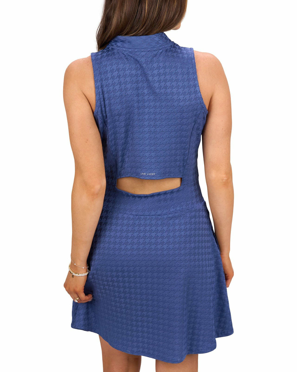 Black Clover Women's Herringbone Jacquard Navy Blue Tennis Dress