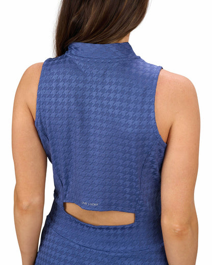 Black Clover Women's Herringbone Jacquard Navy Blue Tennis Dress