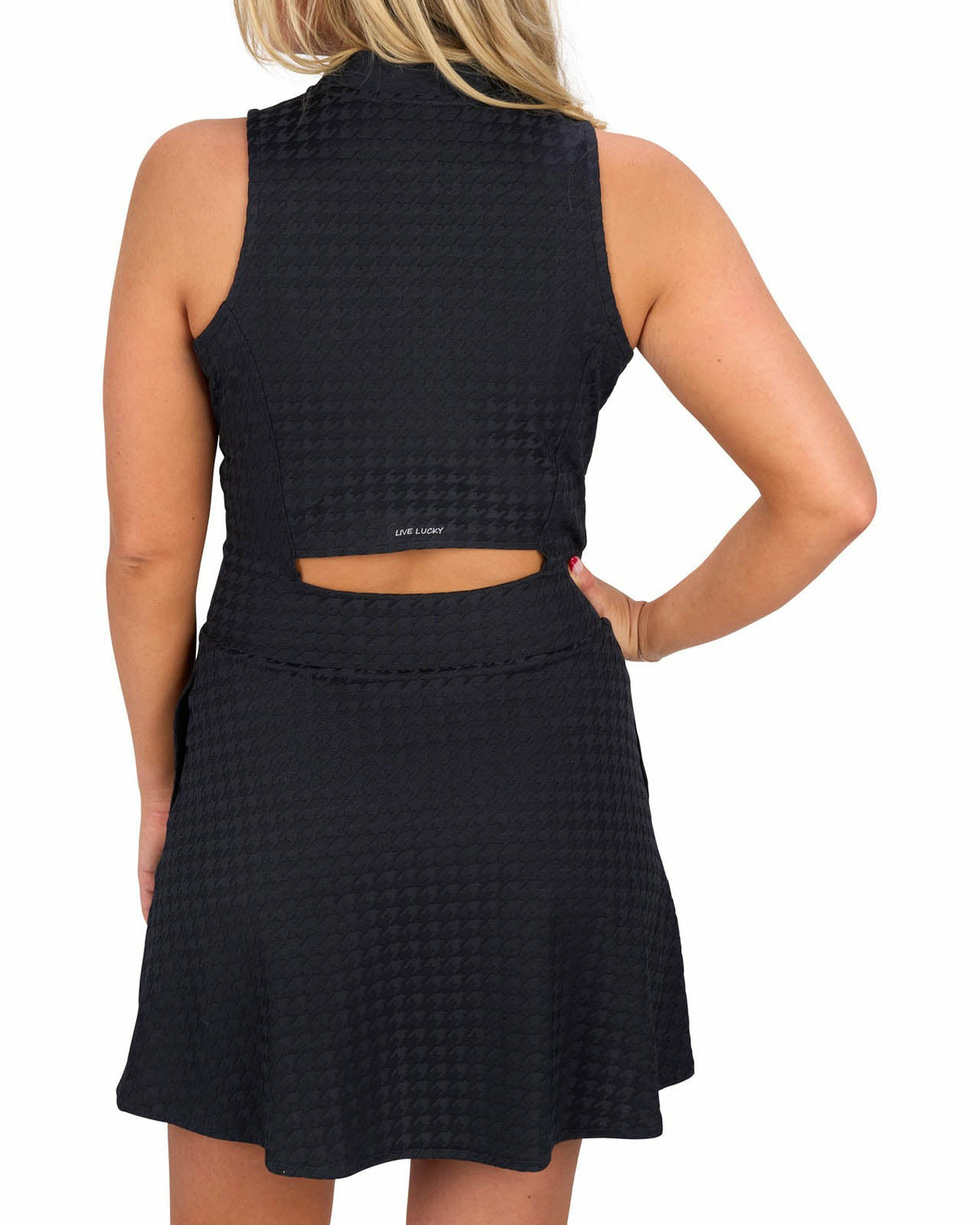 Black Clover Women's Herringbone Jacquard Black Tennis Dress