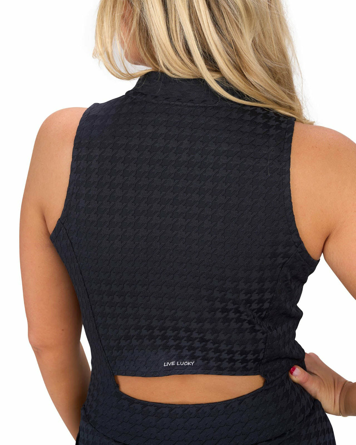 Black Clover Women's Herringbone Jacquard Black Tennis Dress