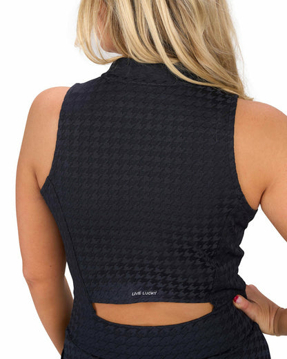 Black Clover Women's Herringbone Jacquard Black Tennis Dress
