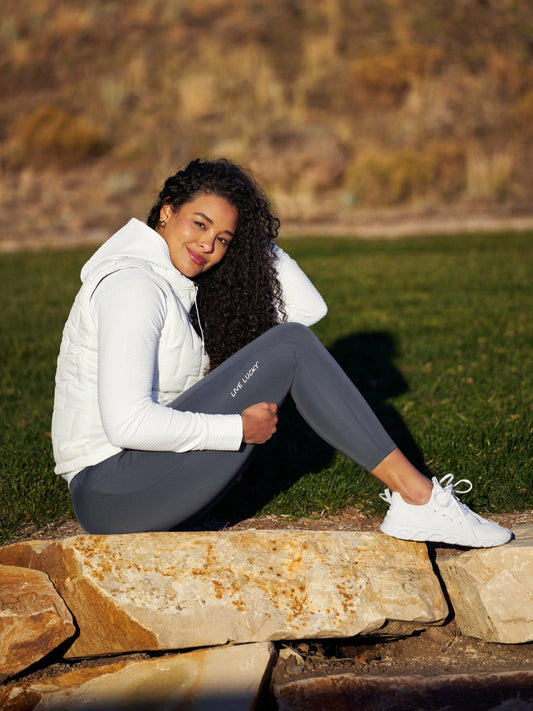 Black Clover Women's High Waisted Grey Athletic Leggings with Ultimate Stretch