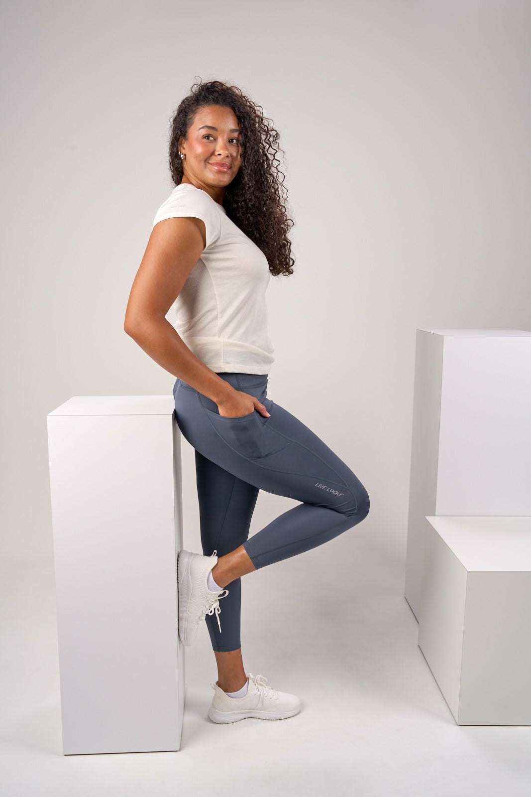 Black Clover Women's High Waisted Grey Athletic Leggings with Ultimate Stretch