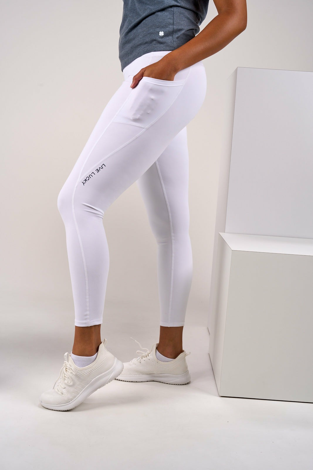 Black Clover Women's High Waisted White Athletic Leggings with Ultimate Stretch
