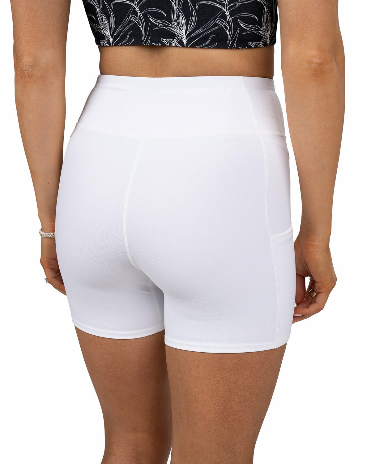 Black Clover Women's White Biker Shorts, Perfect for Layering