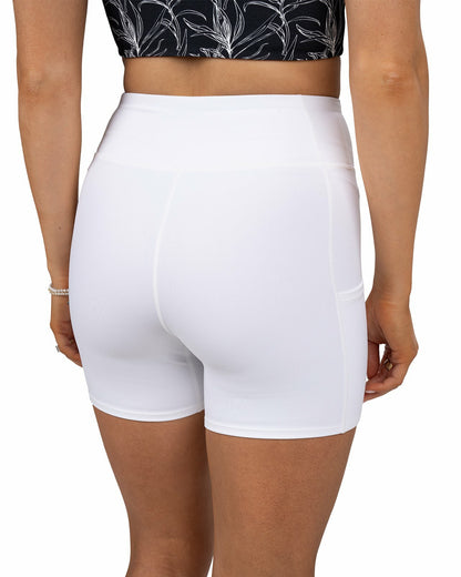 Black Clover Women's White Biker Shorts, Perfect for Layering
