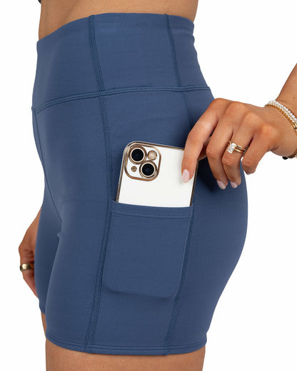 Black Clover Women's Navy Biker Shorts, Perfect for Layering