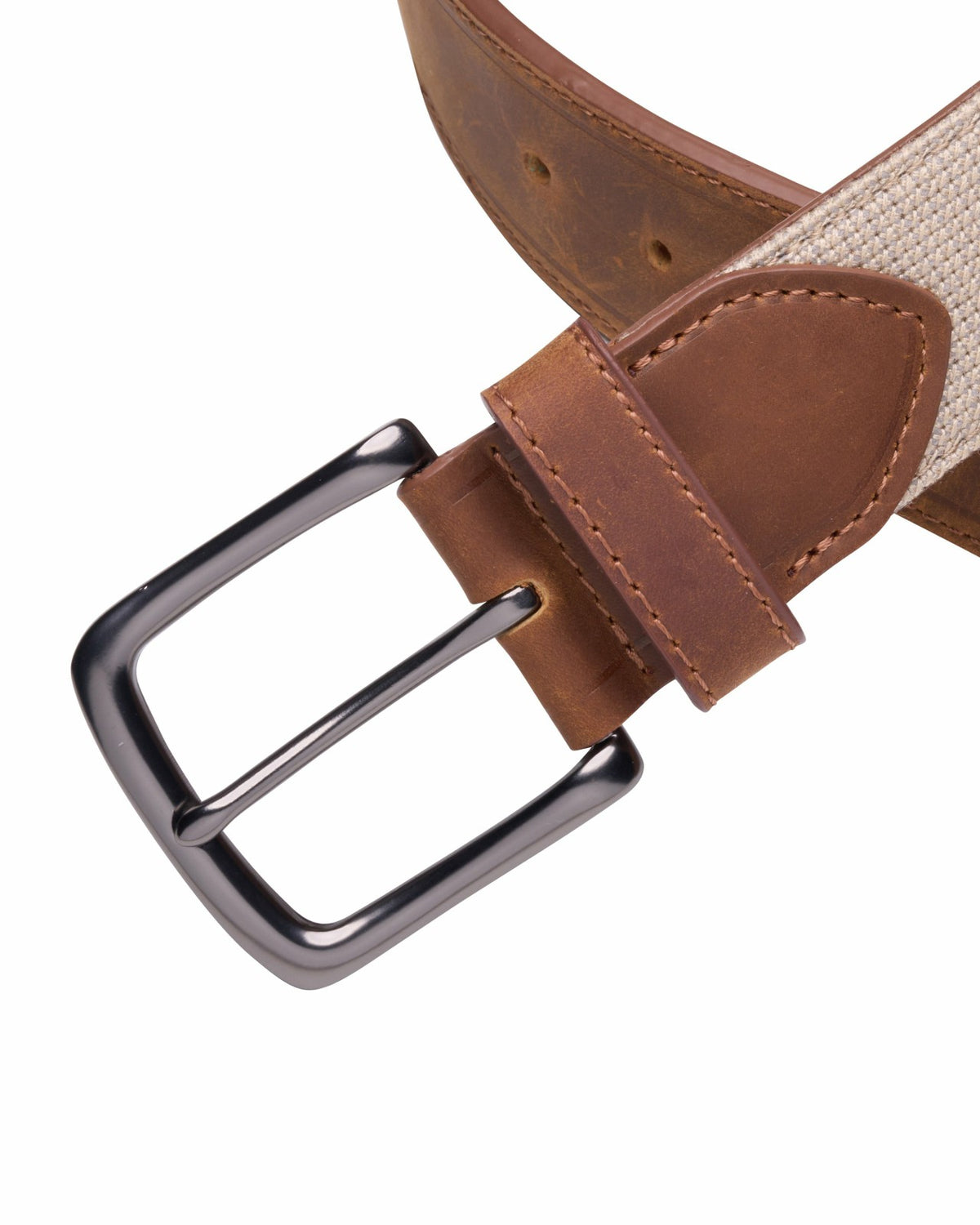 Black Clover Brown Waxed Leather Belt with Dog Design for Men