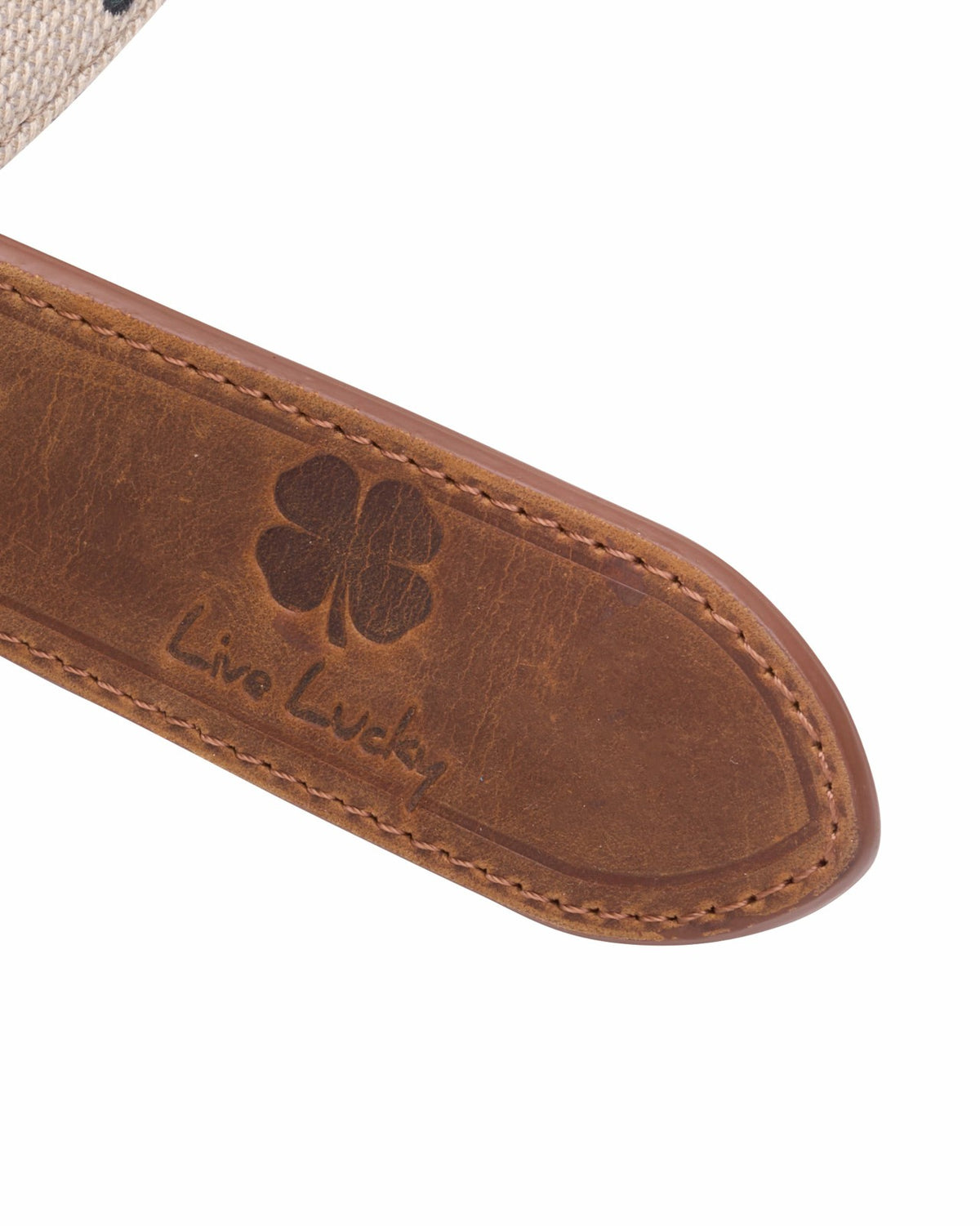 Black Clover Brown Waxed Leather Belt with Dog Design for Men
