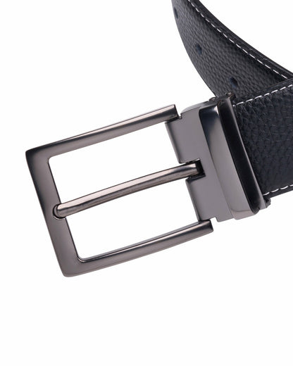 Black Clover Elevated Black Pebbled Leather Belt for Men